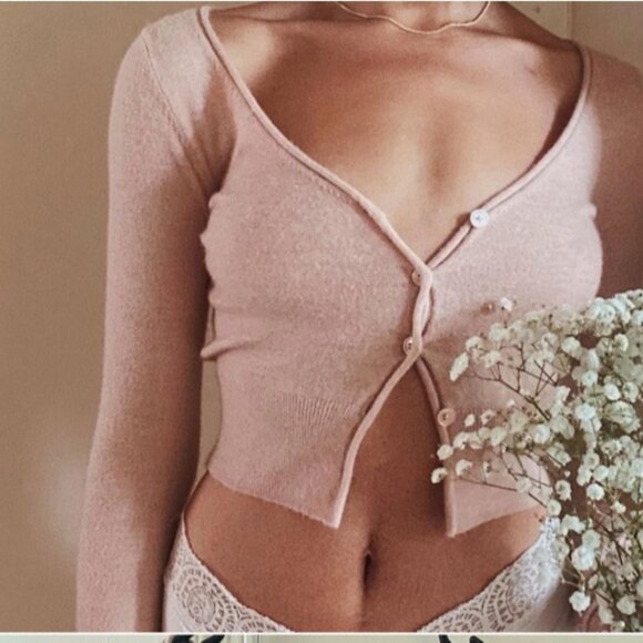 Aritzia Sweaters - WILFRED Santorini Cardigan Sweater Cashmere Wool Dawn Pink M Medium Aritzia